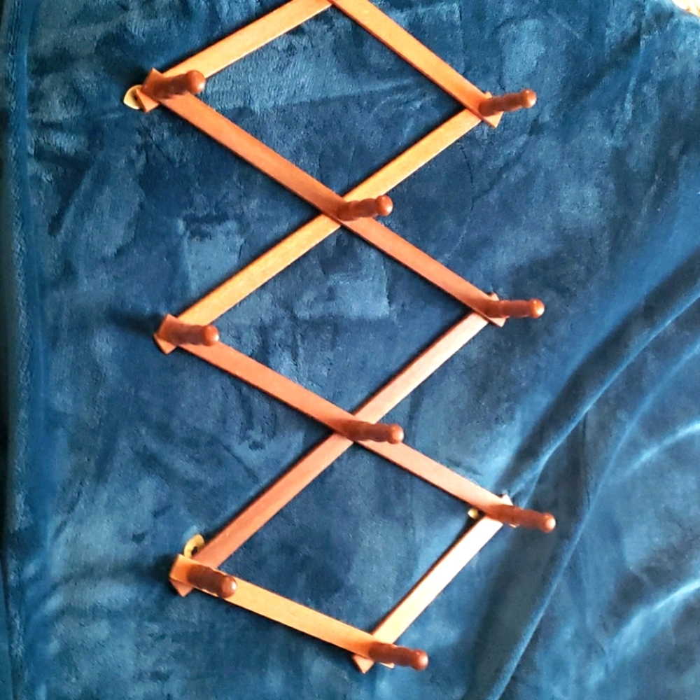 Vintage accordion wood wall shelf